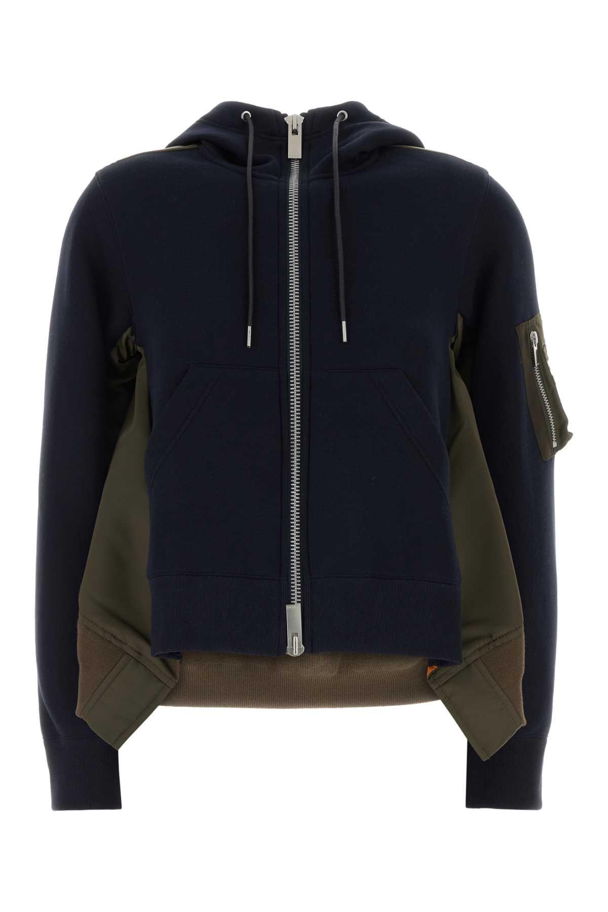 sacai two-tone jersey and nylon jacket