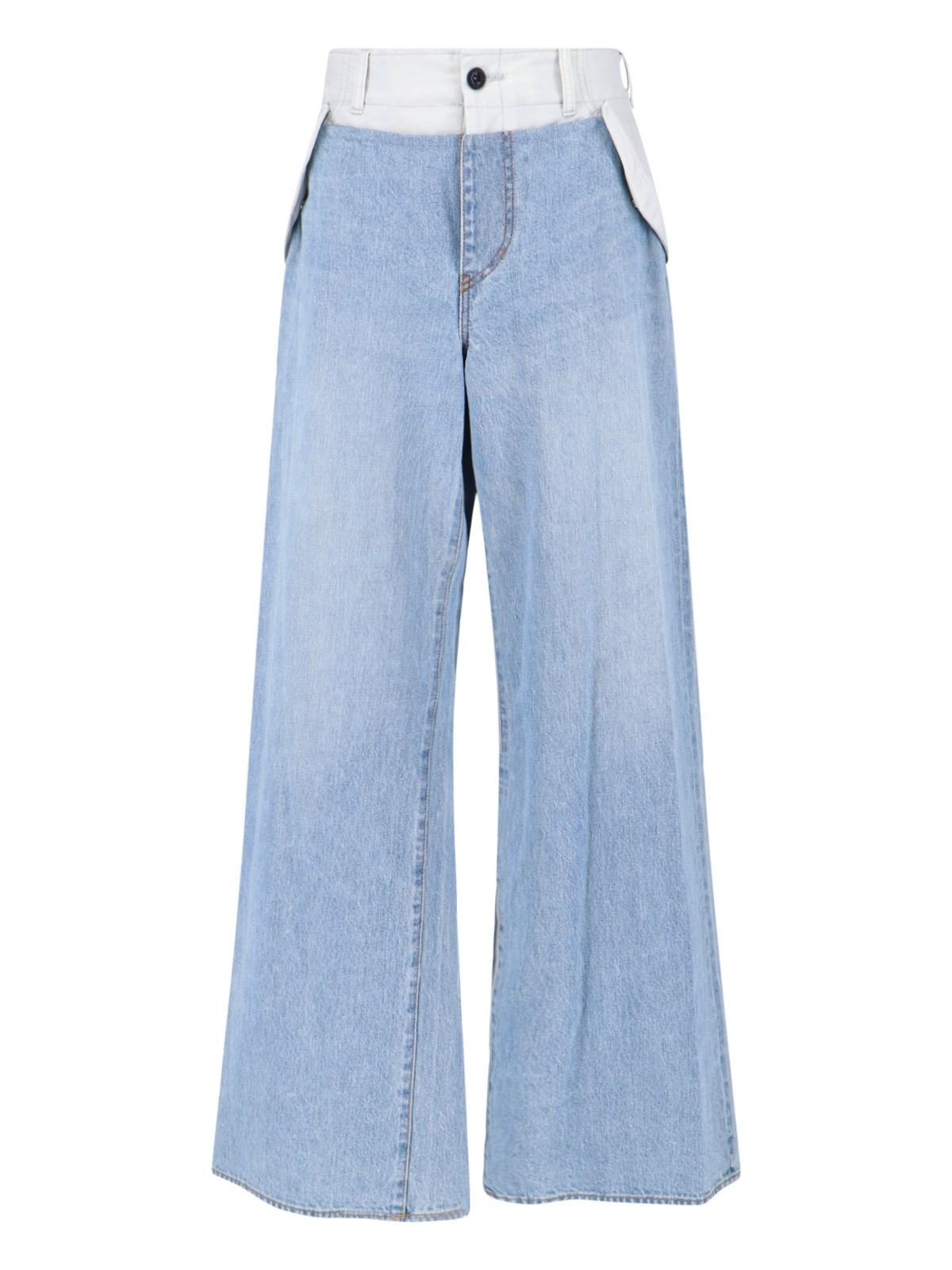 sacai two-tone wide jeans