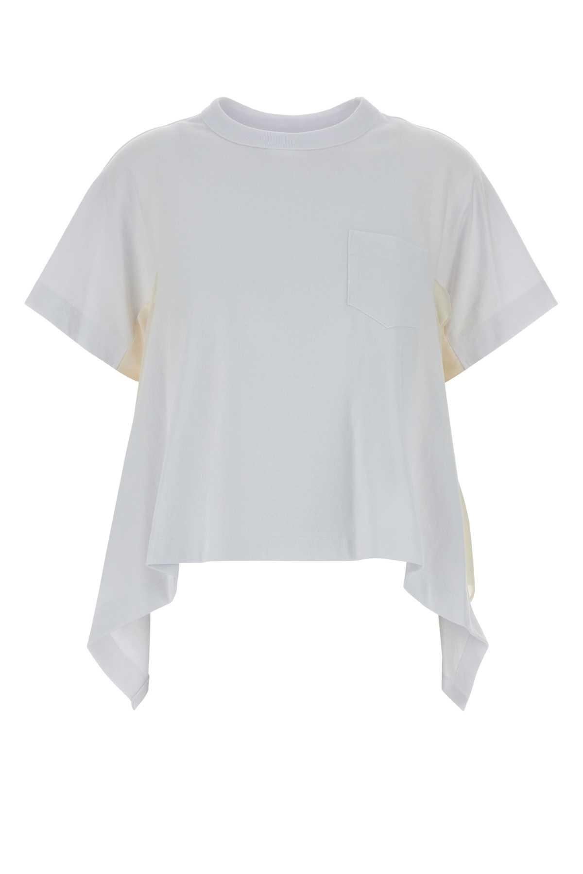 sacai white cotton t-shirt
