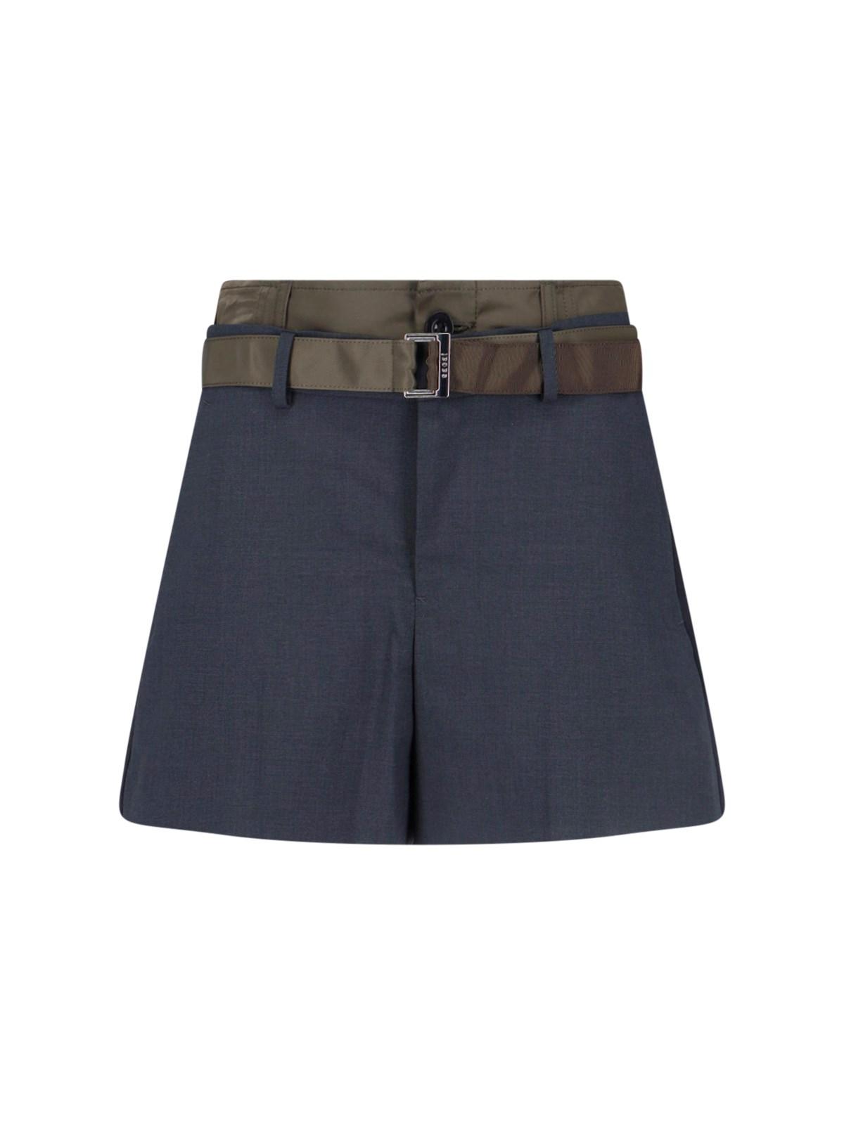 sacai wool blend shorts