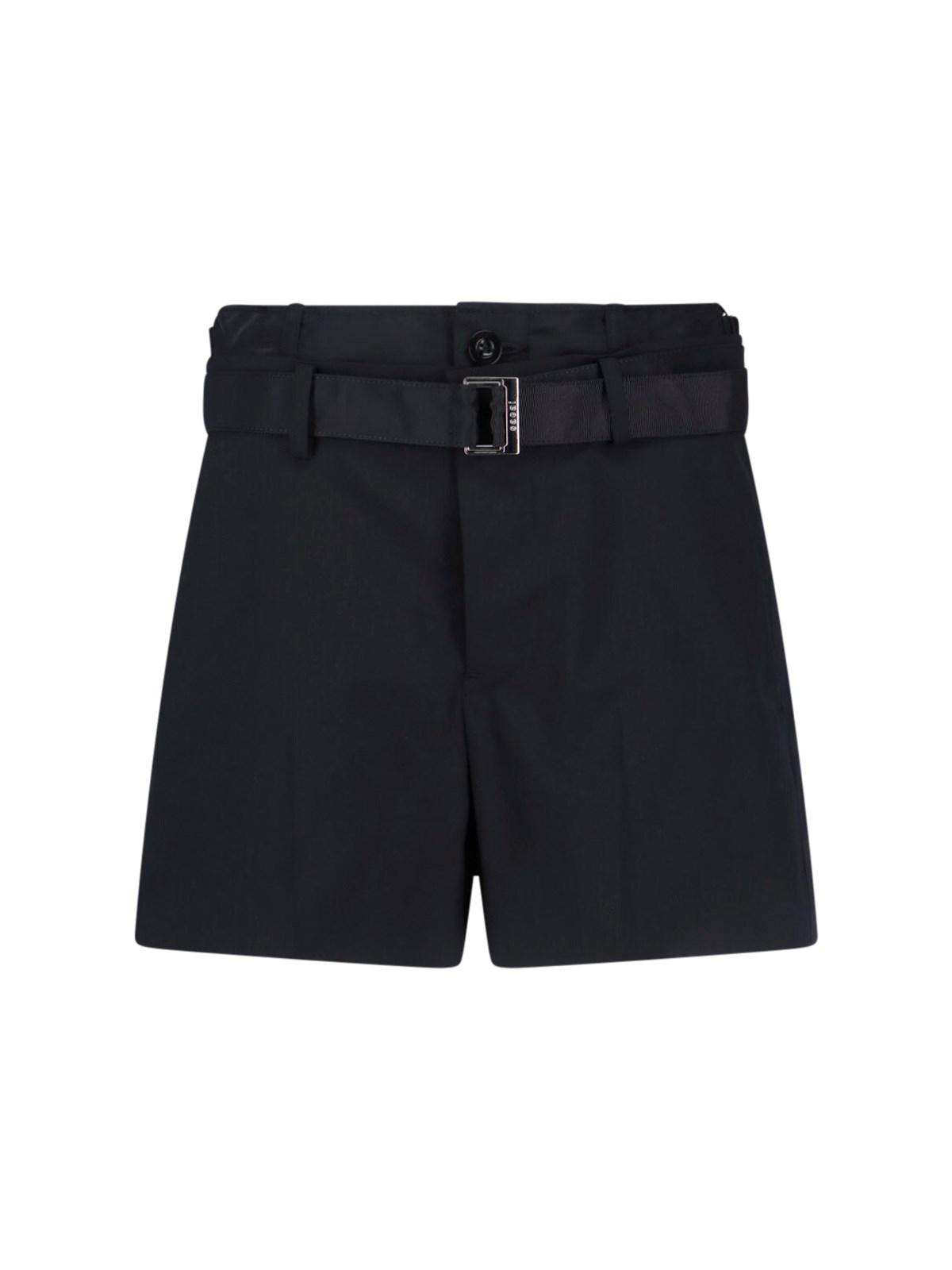 sacai wool blend shorts