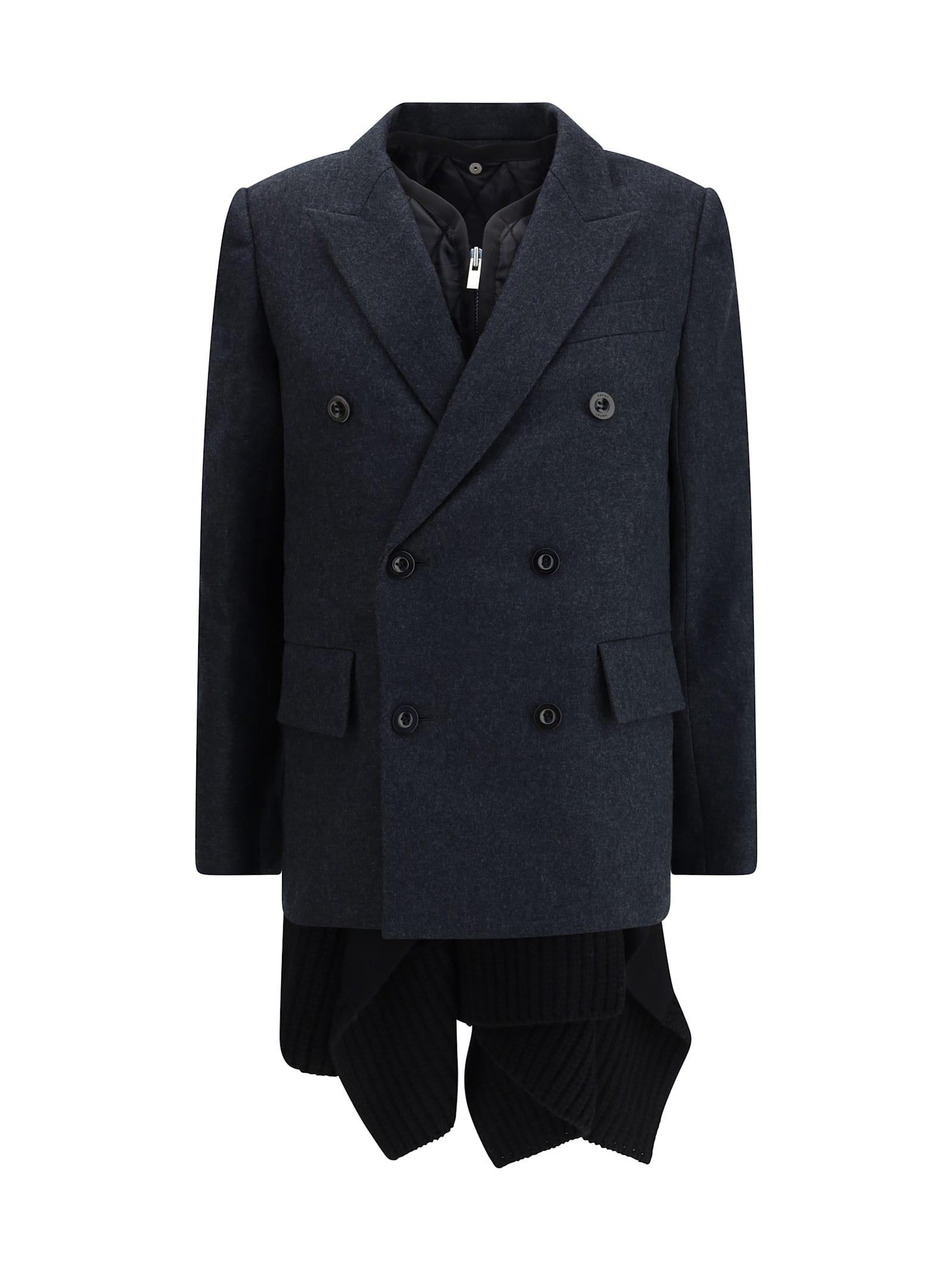 sacai wool melton and wool knit jacket