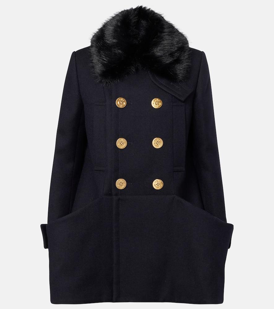 sacai wool melton coat