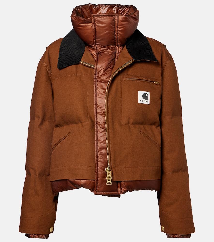 sacai x carhartt cotton canvas down jacket