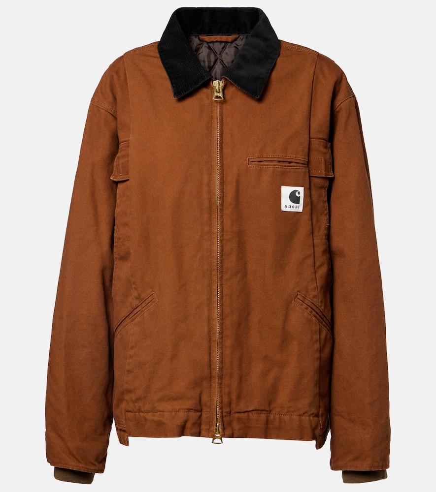 sacai x carhartt cotton canvas puffer jacket