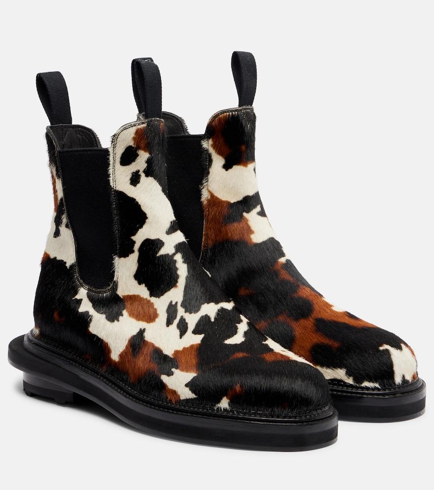 sacai x j. m. weston calf hair ankle boots