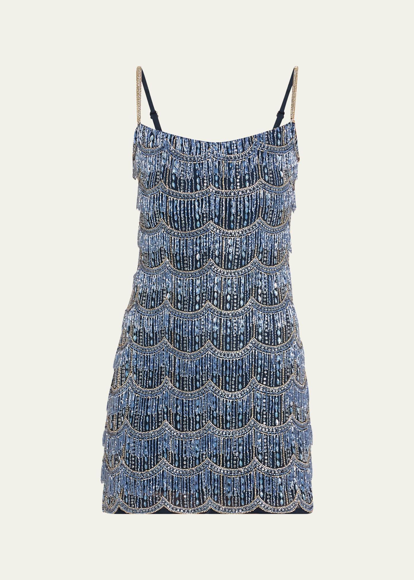 sadie scallop beaded sleeveless mini dress
