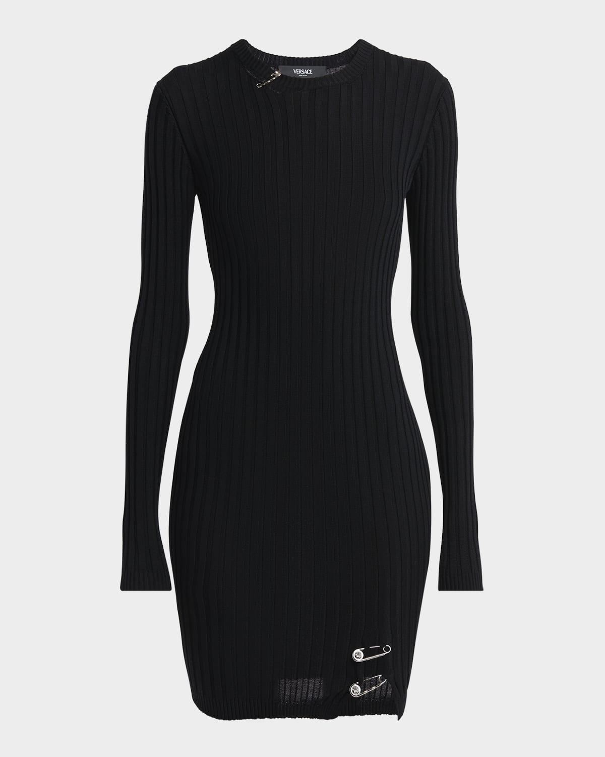 safety-pin slit vanise knit mini dress