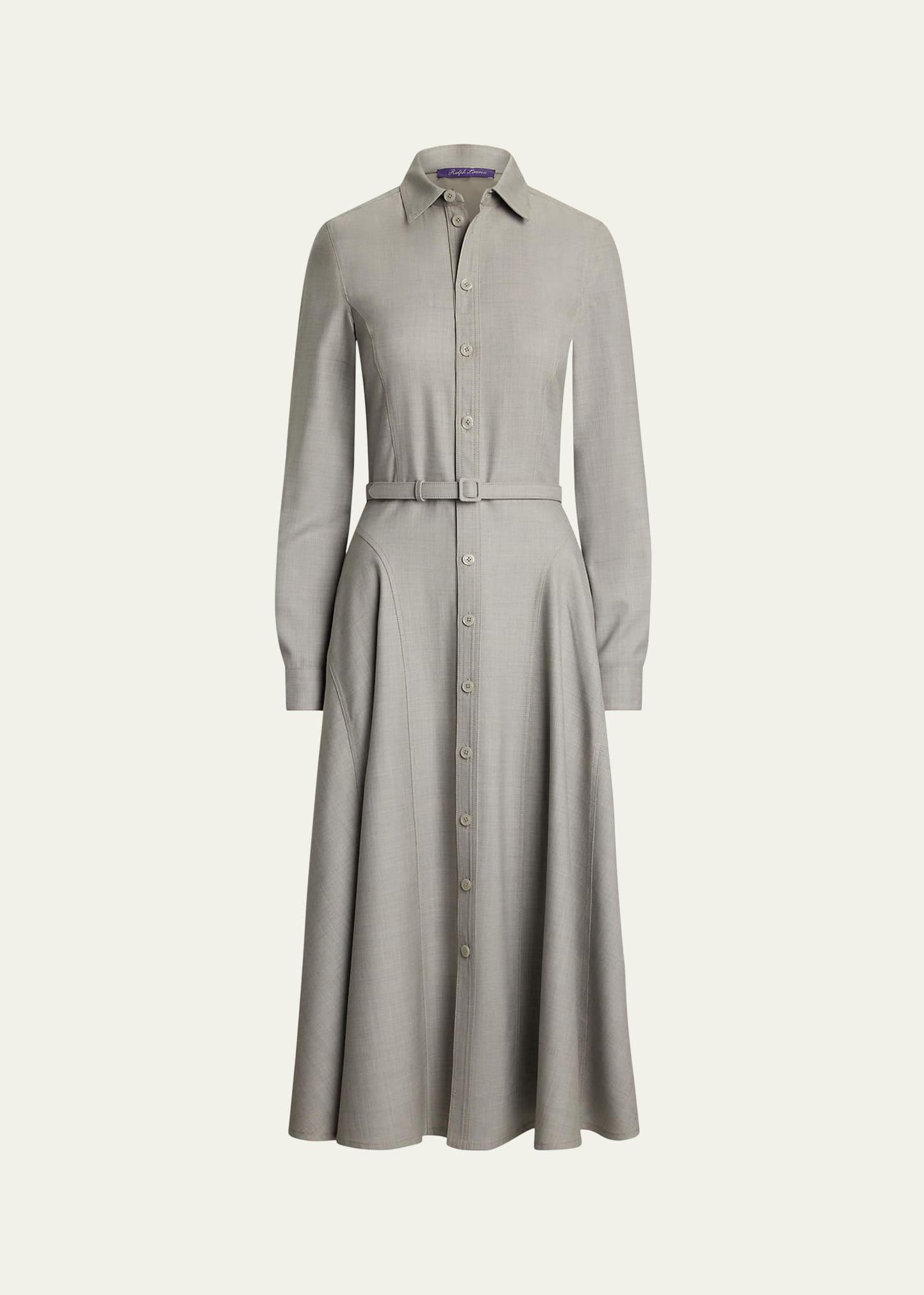 safford long-sleeve belted midi shirtdress