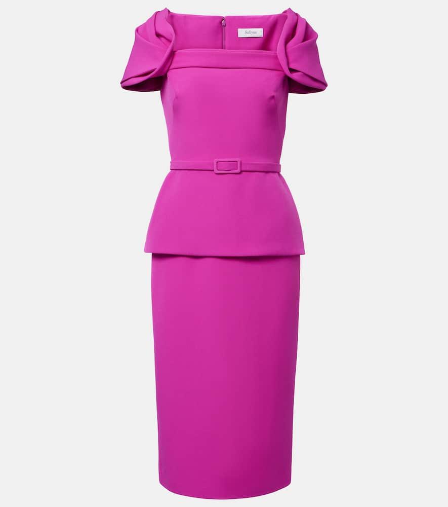 safiyaa belted peplum midi dress