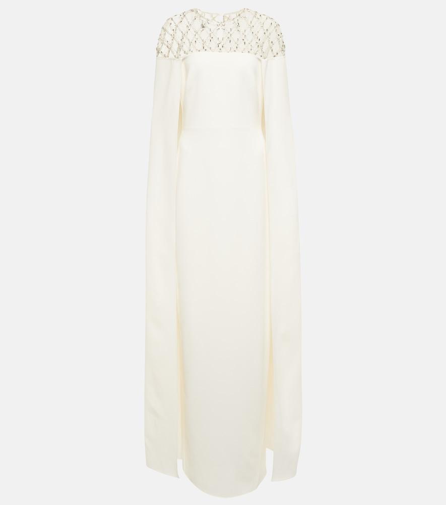 safiyaa bridal embellished crêpe cape gown
