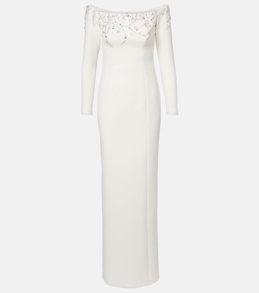 safiyaa bridal gioia embellished crêpe gown