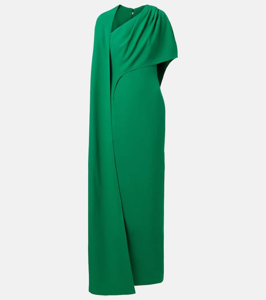 safiyaa caped asymmetric crêpe gown