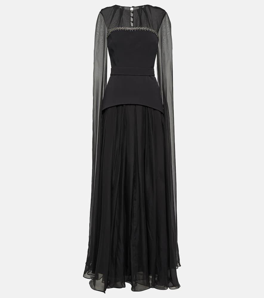 safiyaa gloria silk and crêpe gown