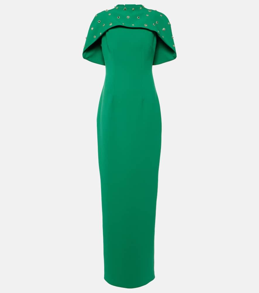 safiyaa kalika embellished caped crêpe gown