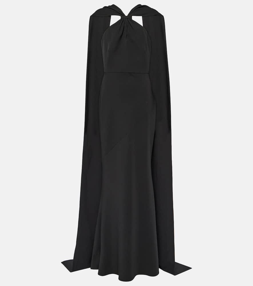 safiyaa lilien caped crepe gown