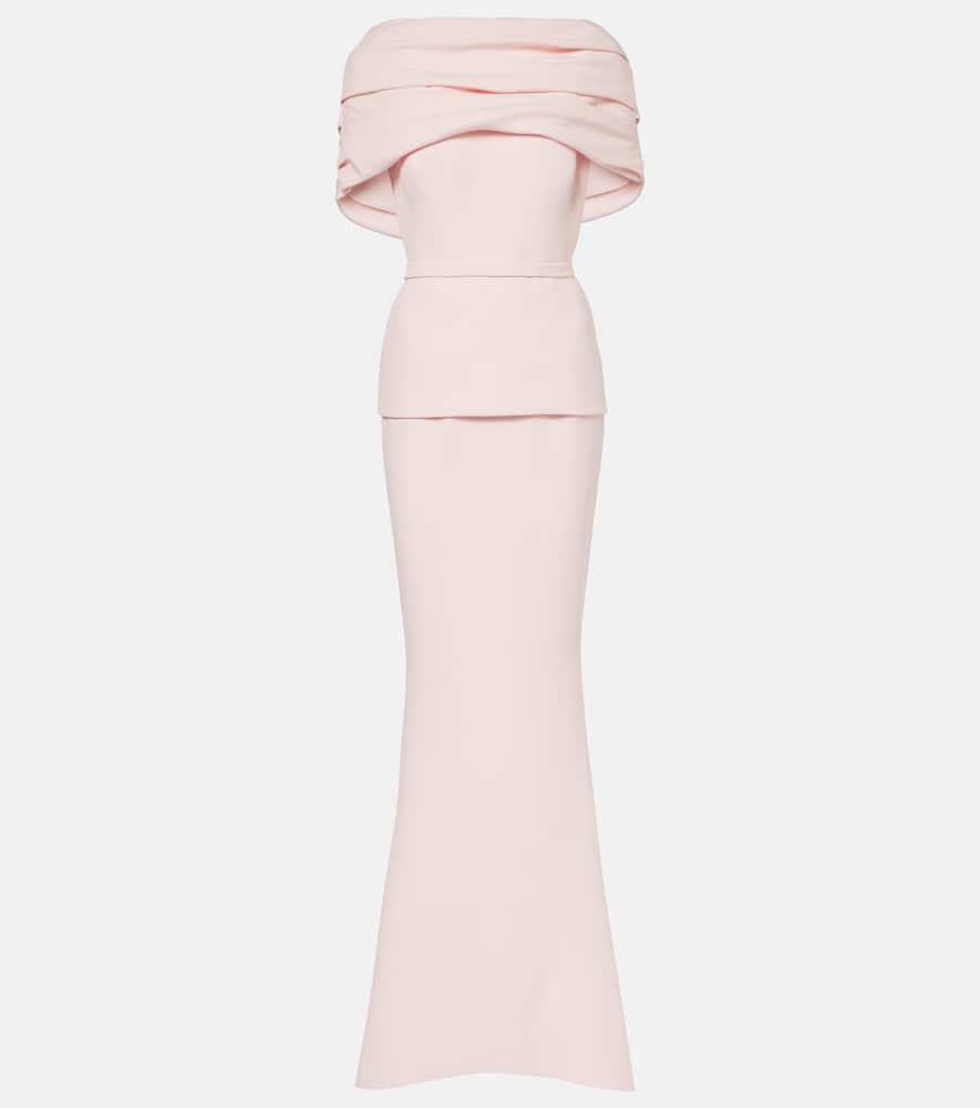 safiyaa loura draped peplum crêpe gown