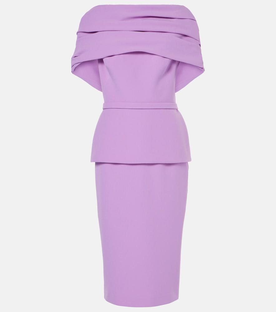 safiyaa loura draped peplum crêpe midi dress
