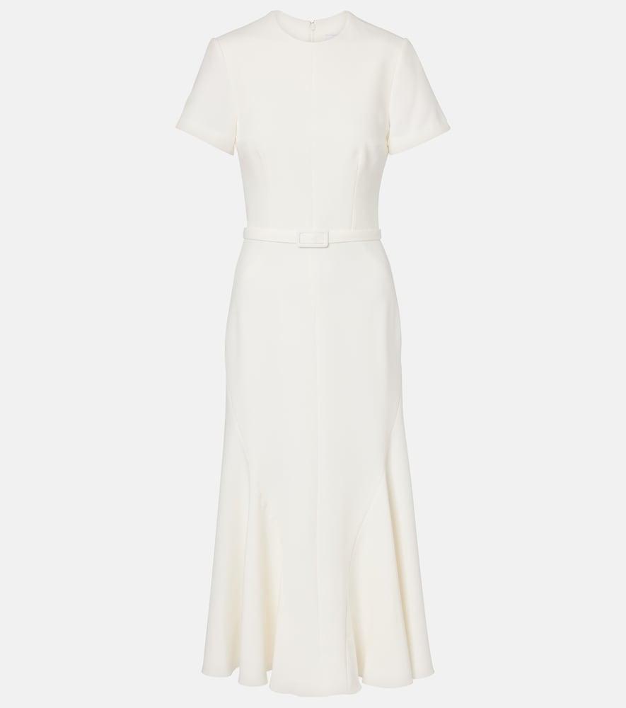 safiyaa luisa belted crêpe midi dress