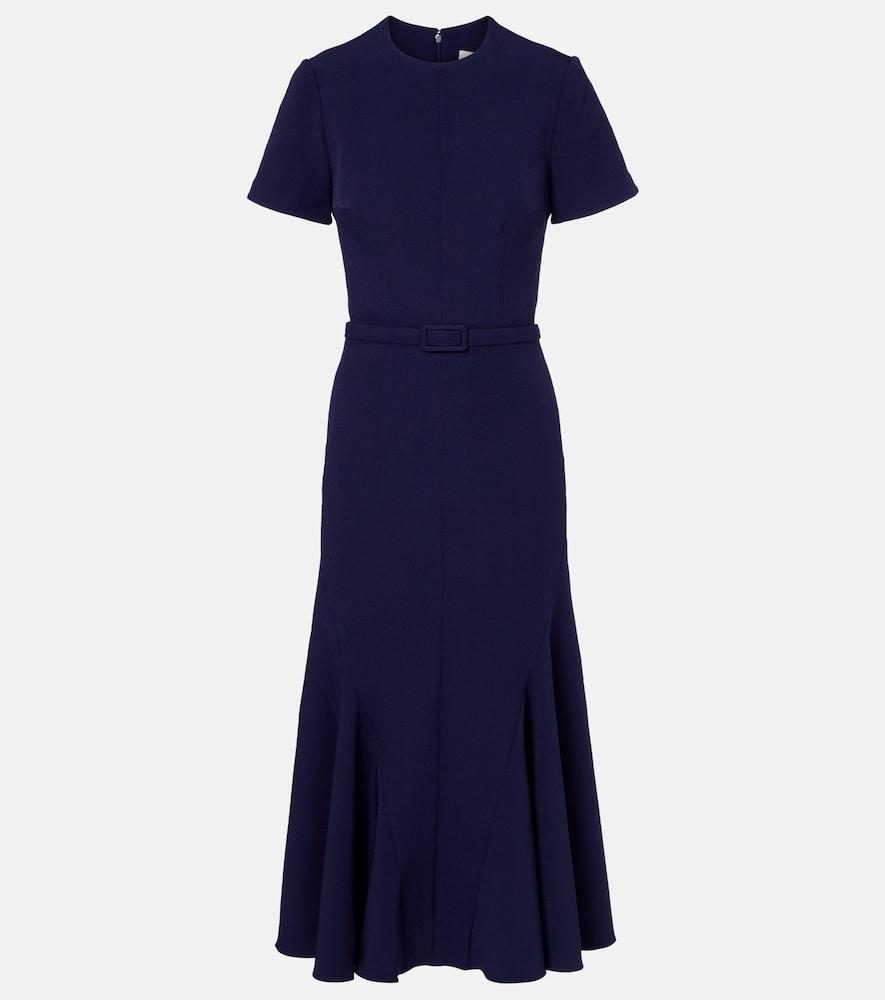 safiyaa luisa belted crêpe midi dress