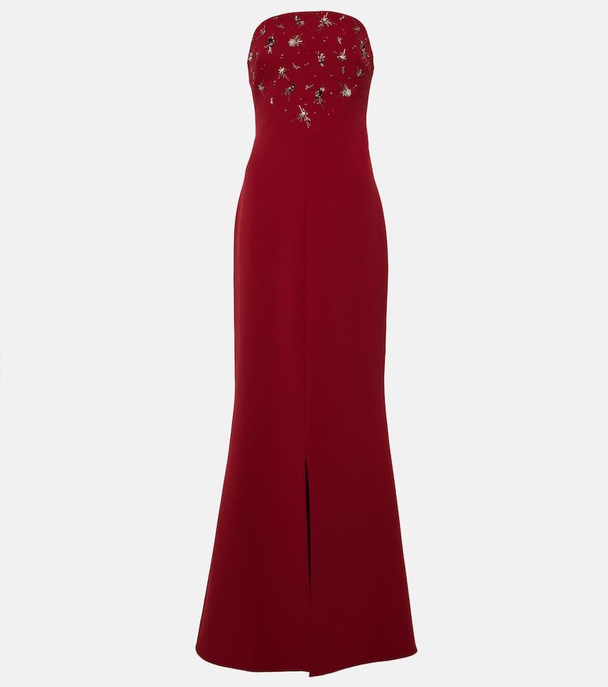 safiyaa makkari embellished strapless crêpe gown