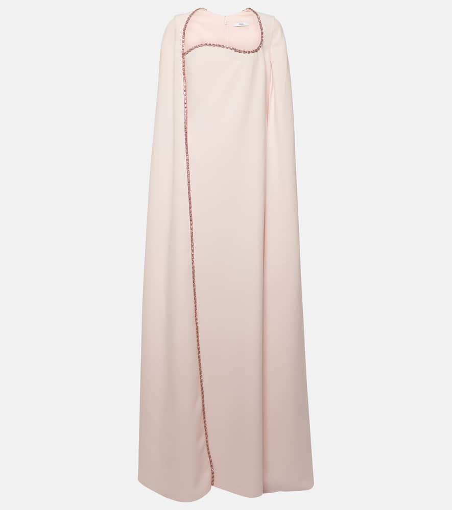 safiyaa mattia caped embellished crêpe gown