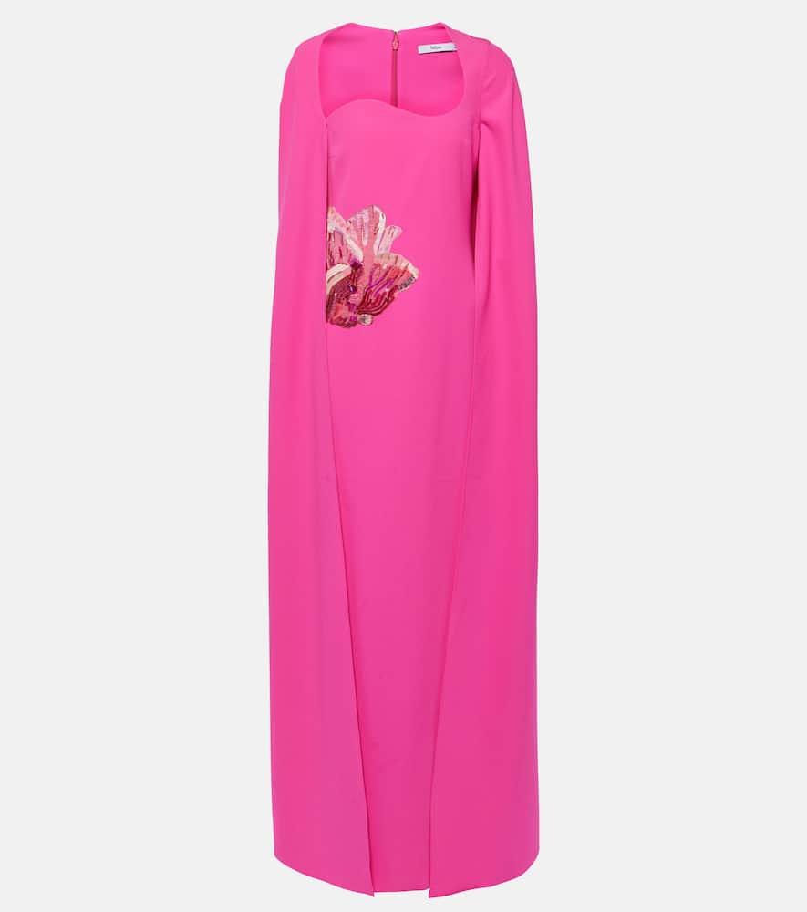 safiyaa mattia caped embellished gown