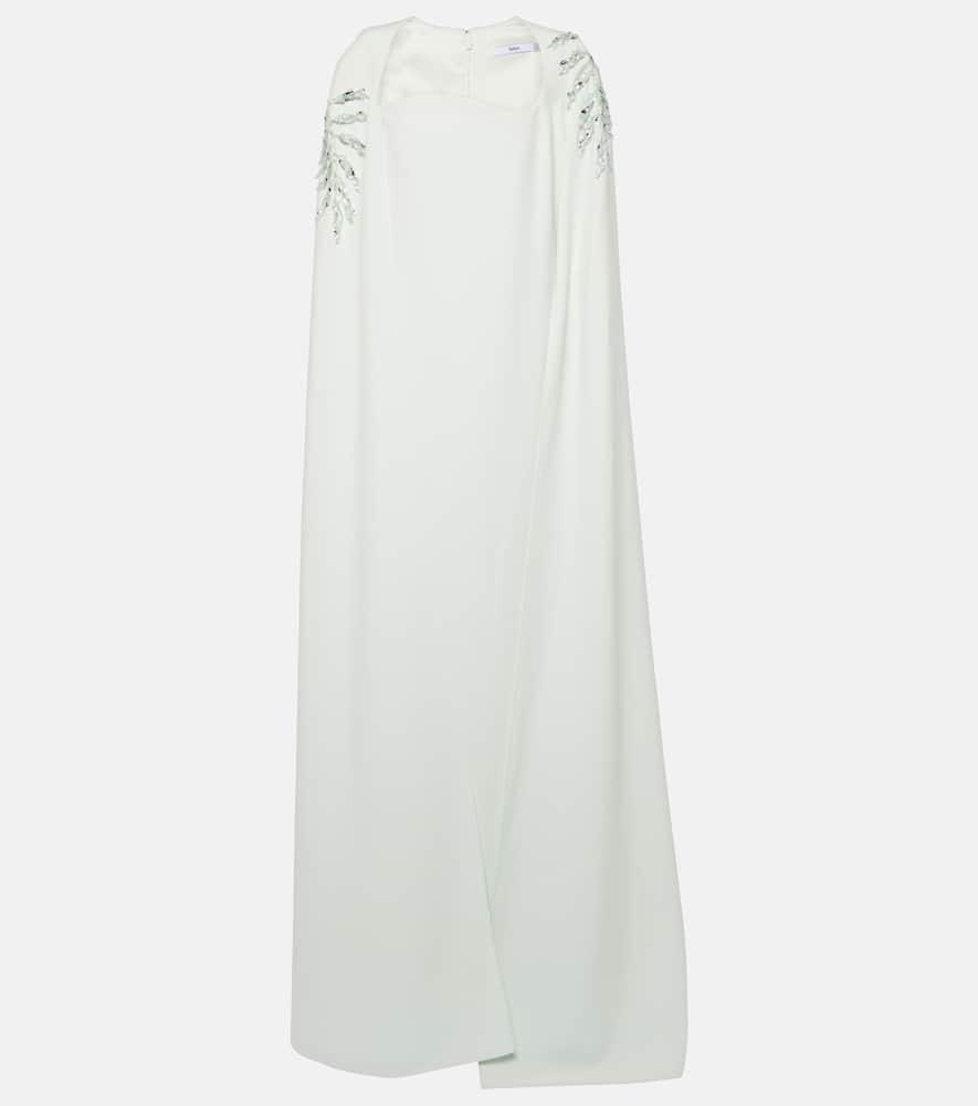 safiyaa mattia embellished caped crêpe gown