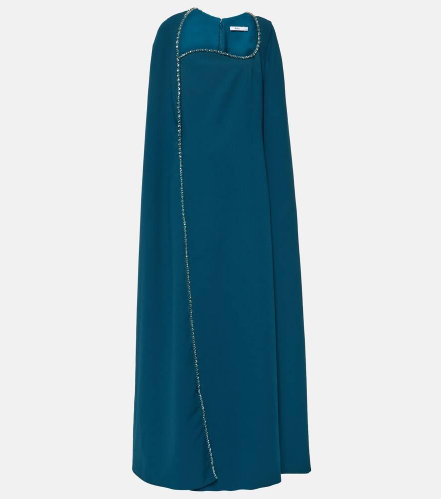 safiyaa mattia embellished caped crêpe gown