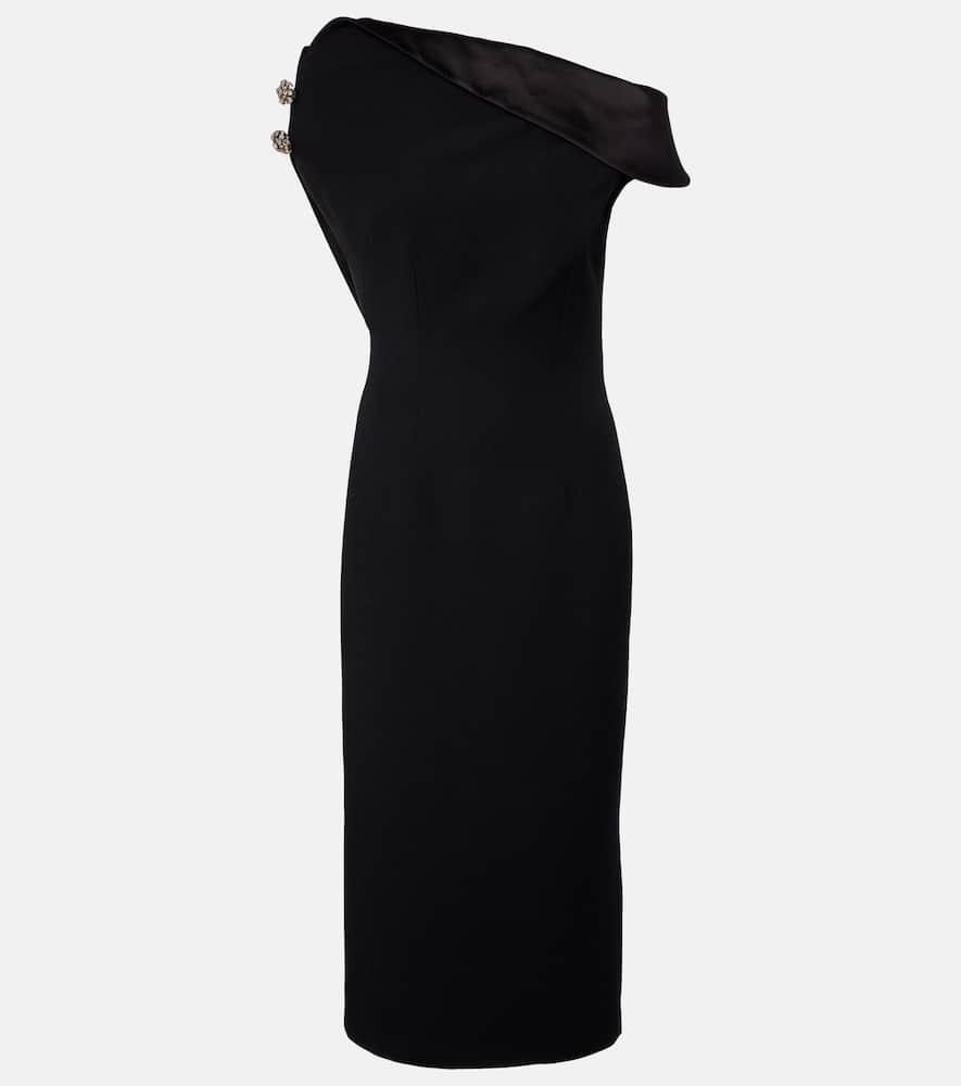 safiyaa reina asymmetric embellished midi dress