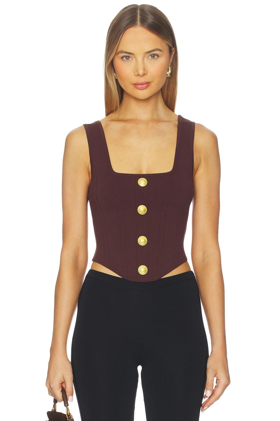 saga square neck knit corset