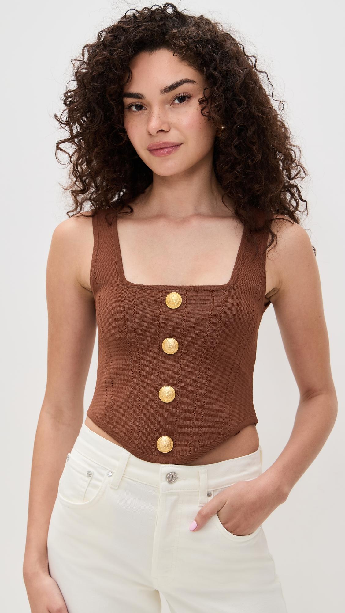 saga square neck knit corset