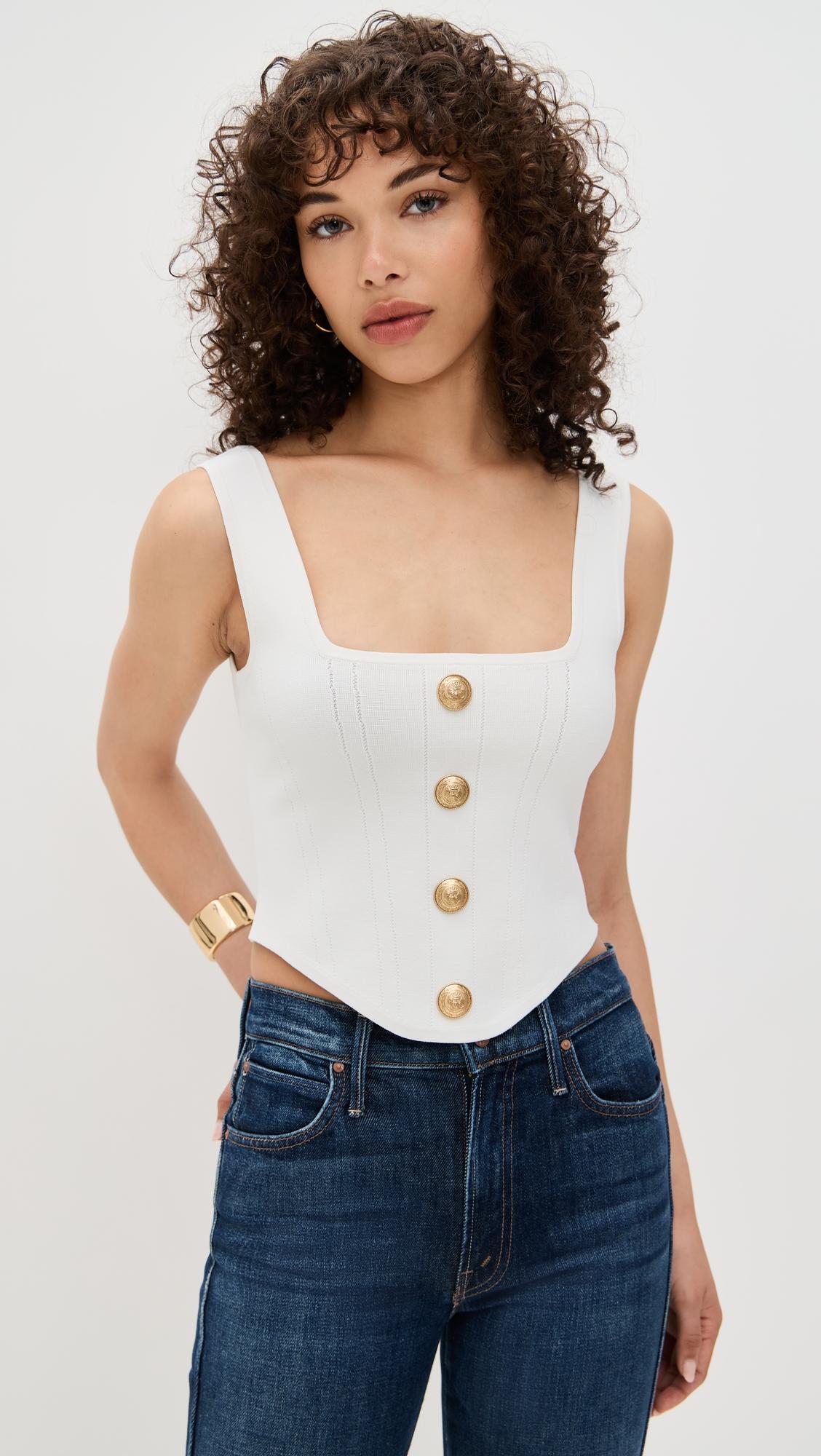 saga square neck knit corset