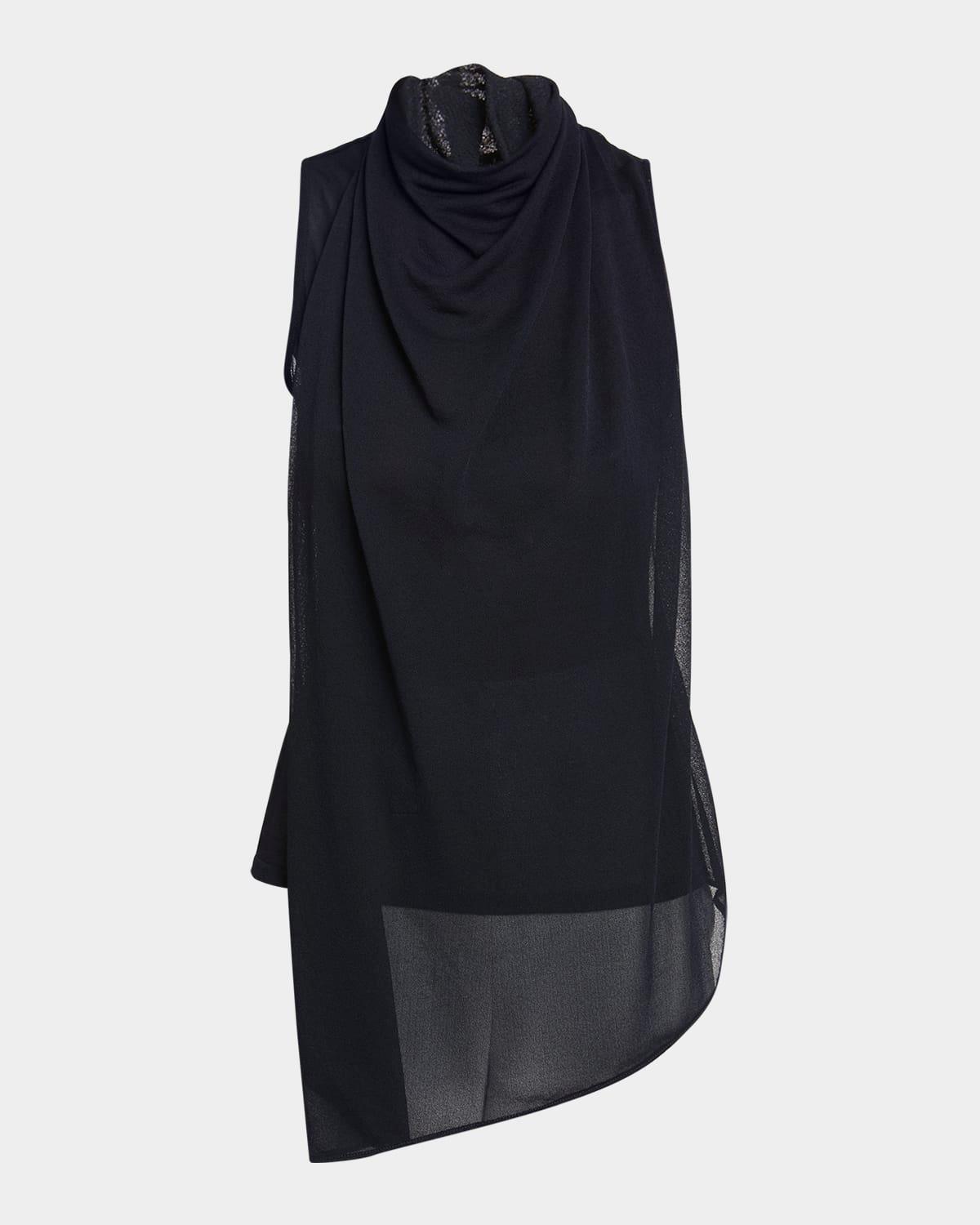sage cowl-neck crepe jersey sleeveless top
