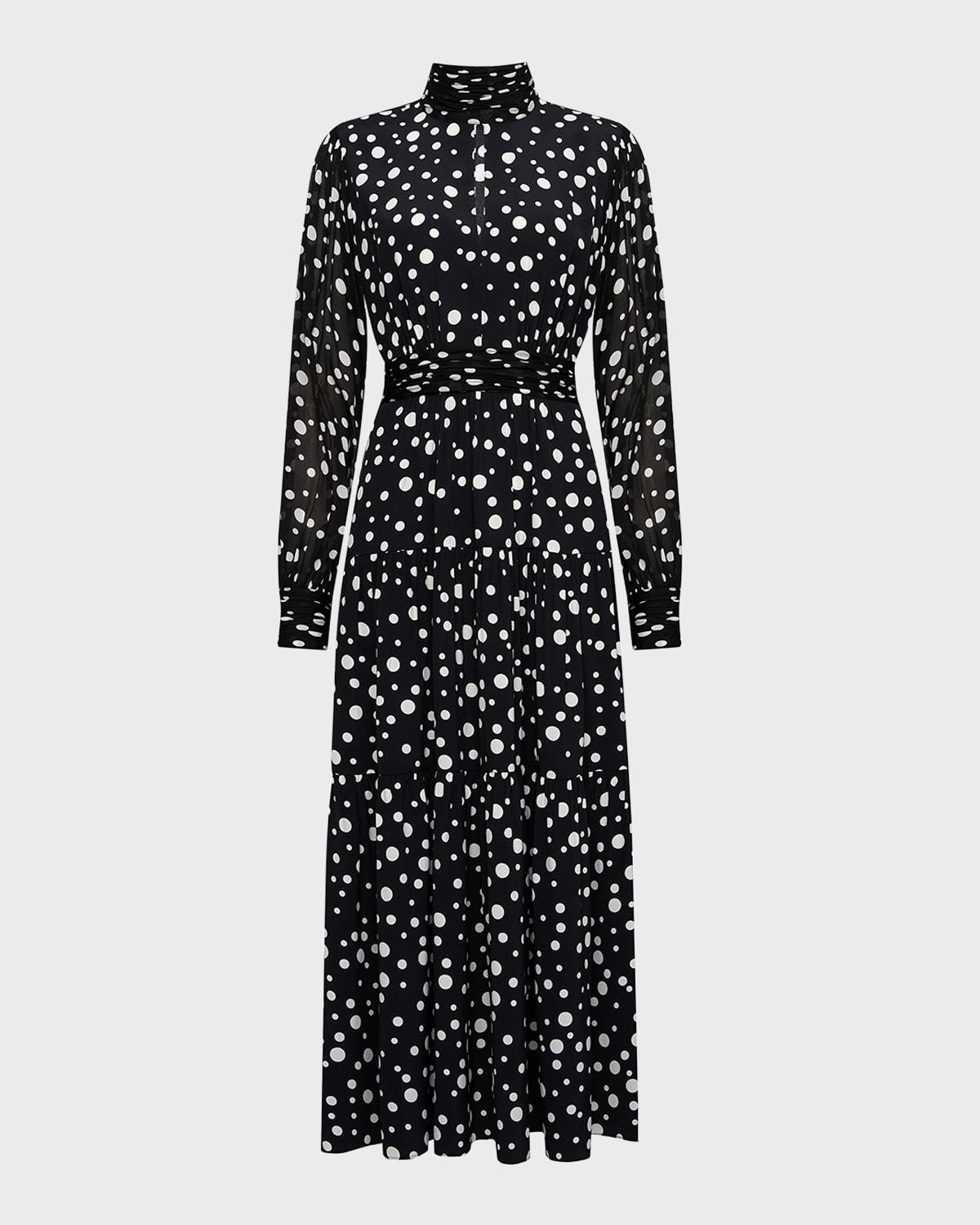 sai tiered polka-dot midi dress