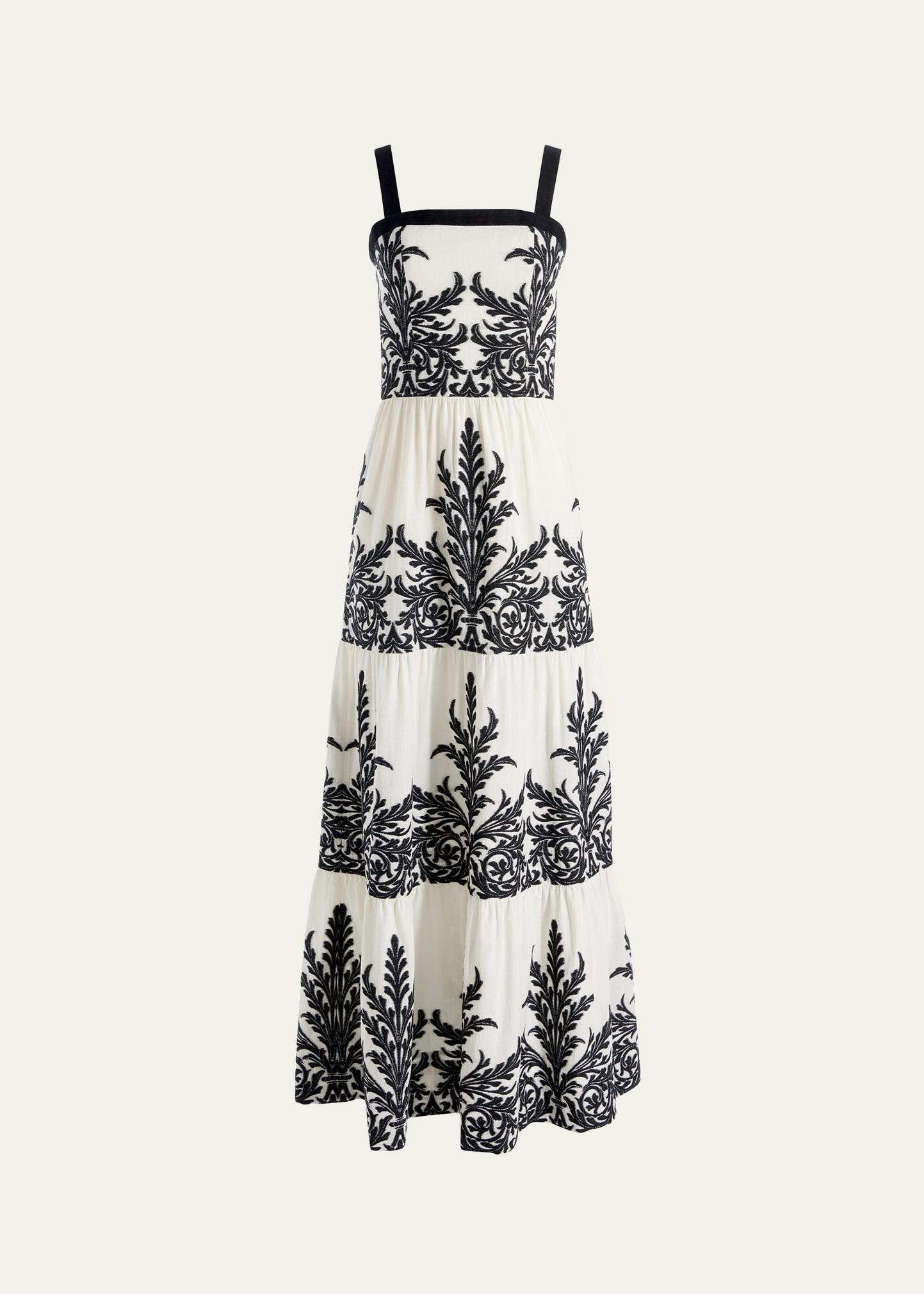saige embroidered tiered maxi dress
