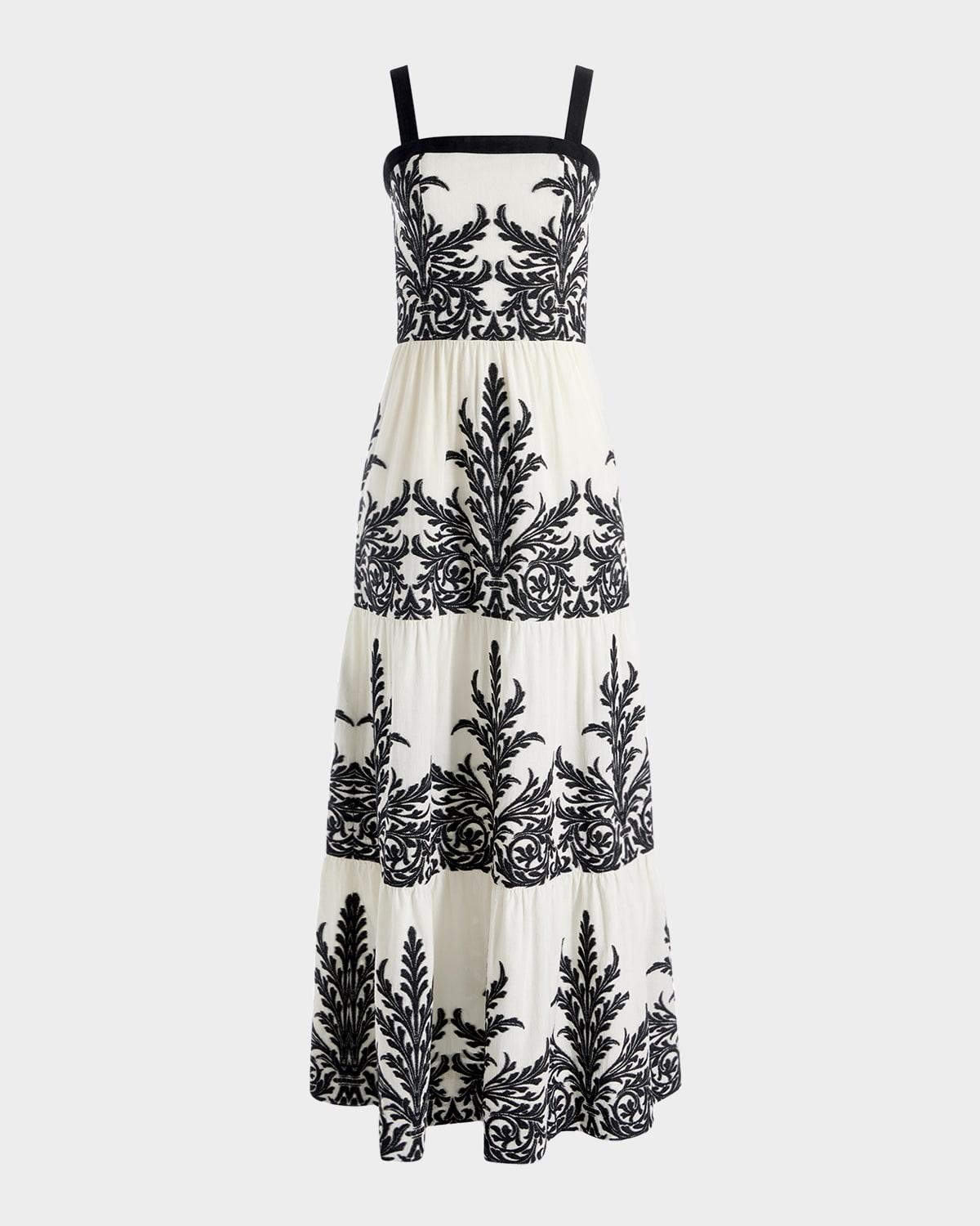 saige embroidered tiered maxi dress