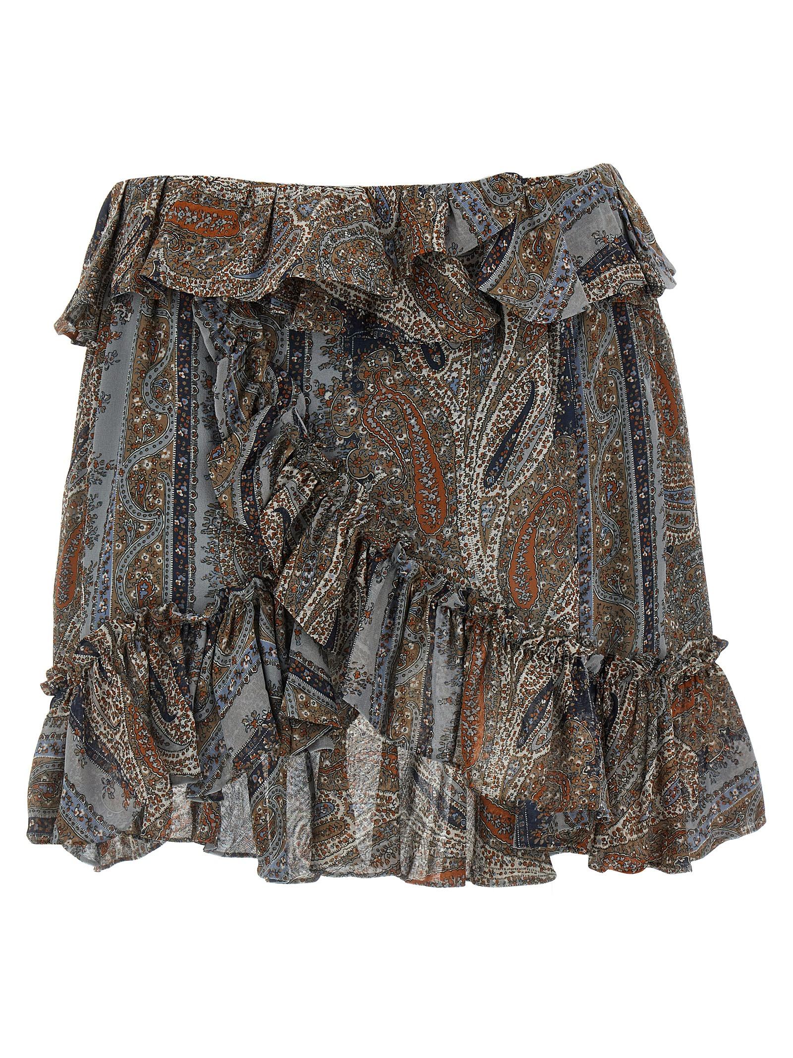 saint laurent all over print skirt multicolor silk - women