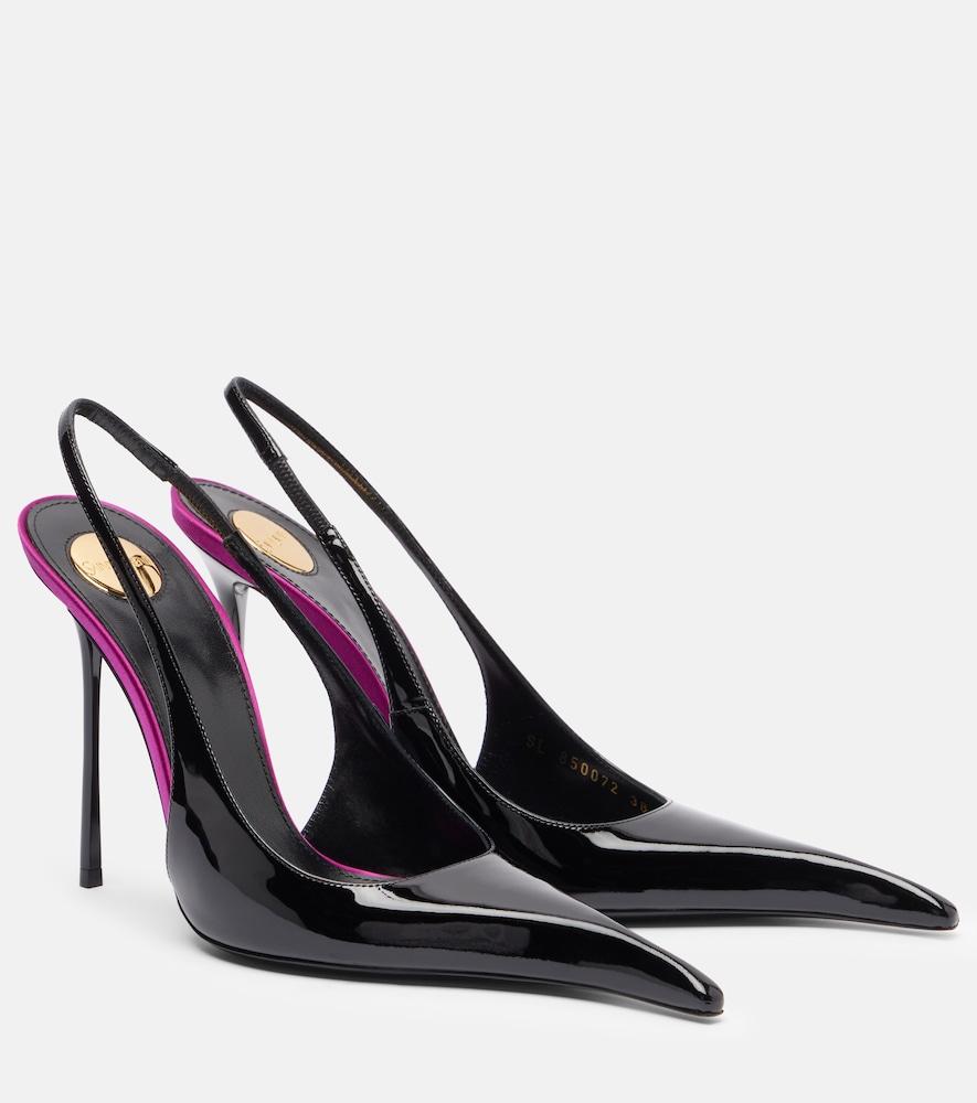 saint laurent amalia 110 patent leather slingback pumps