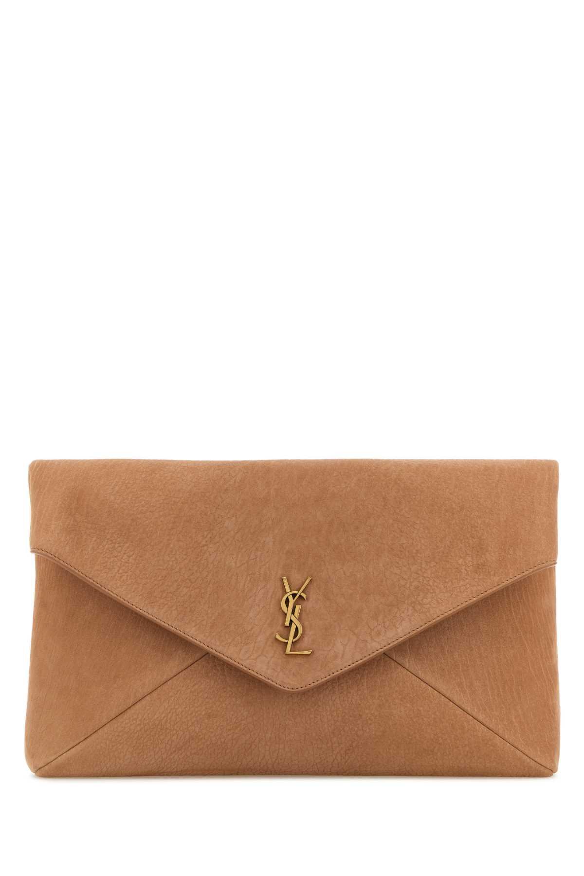 saint laurent antiqued pink suede envelope clutch