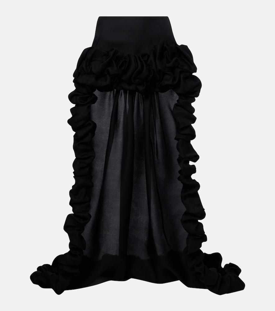 saint laurent asymmetric ruffled silk gazar miniskirt
