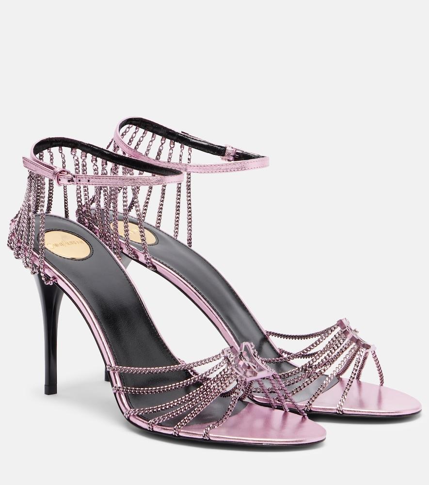 saint laurent babylone 90 leather-trimmed sandals