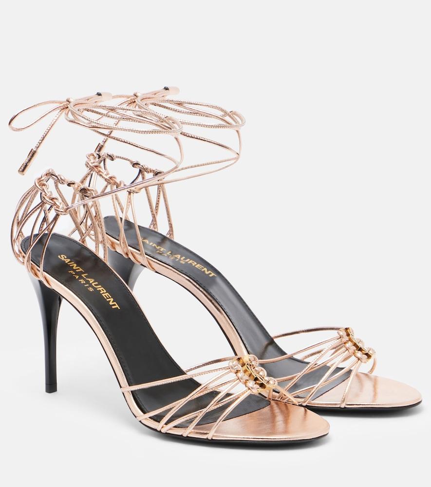 saint laurent babylone 90 metallic leather sandals