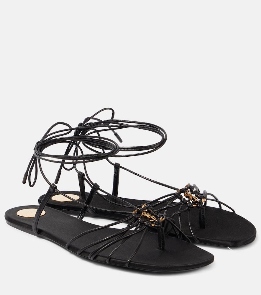 saint laurent babylone cassandre leather sandals