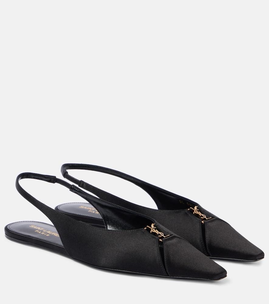 saint laurent babylone crêpe slingback flats