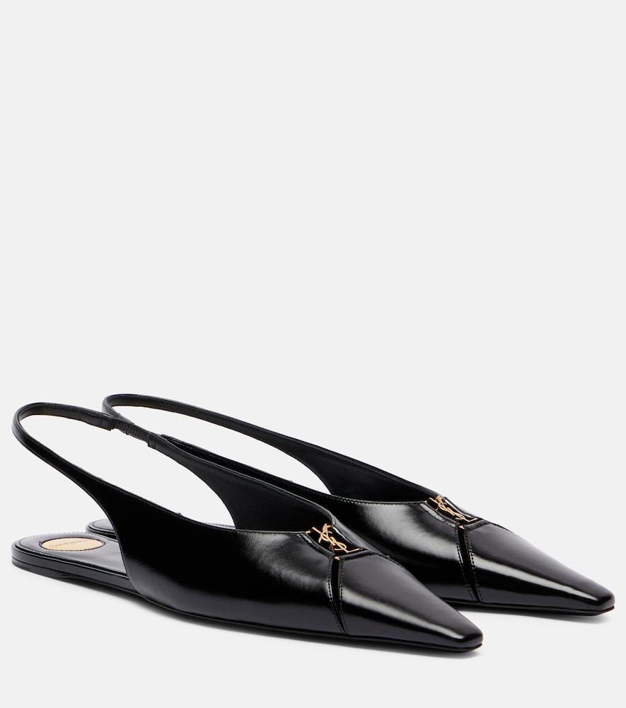 saint laurent babylone leather slingback flats