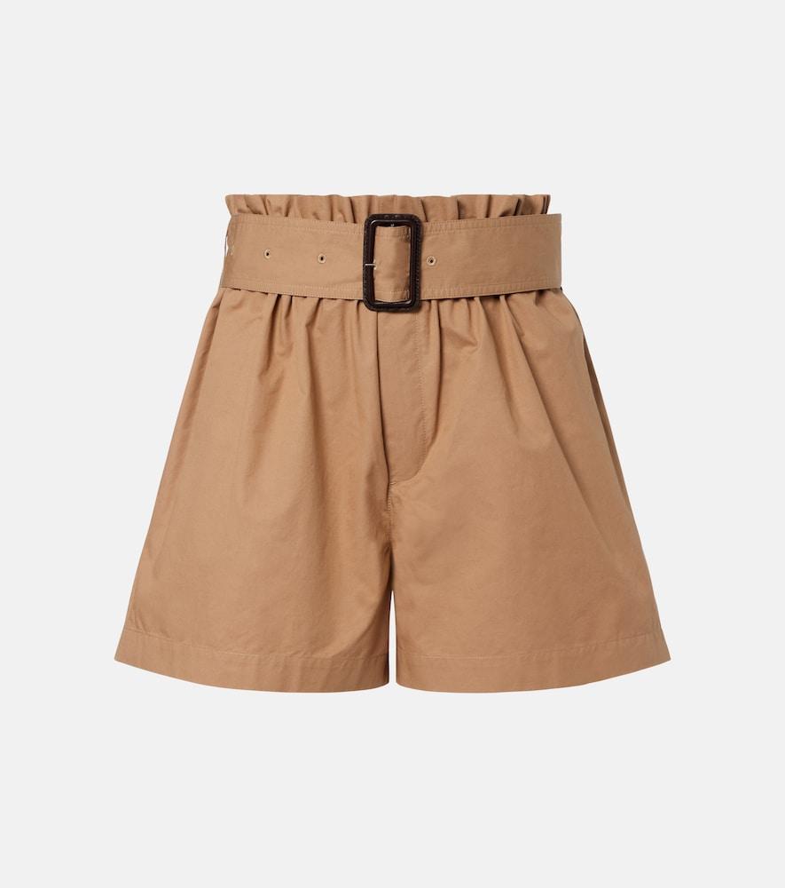 saint laurent belted cotton shorts