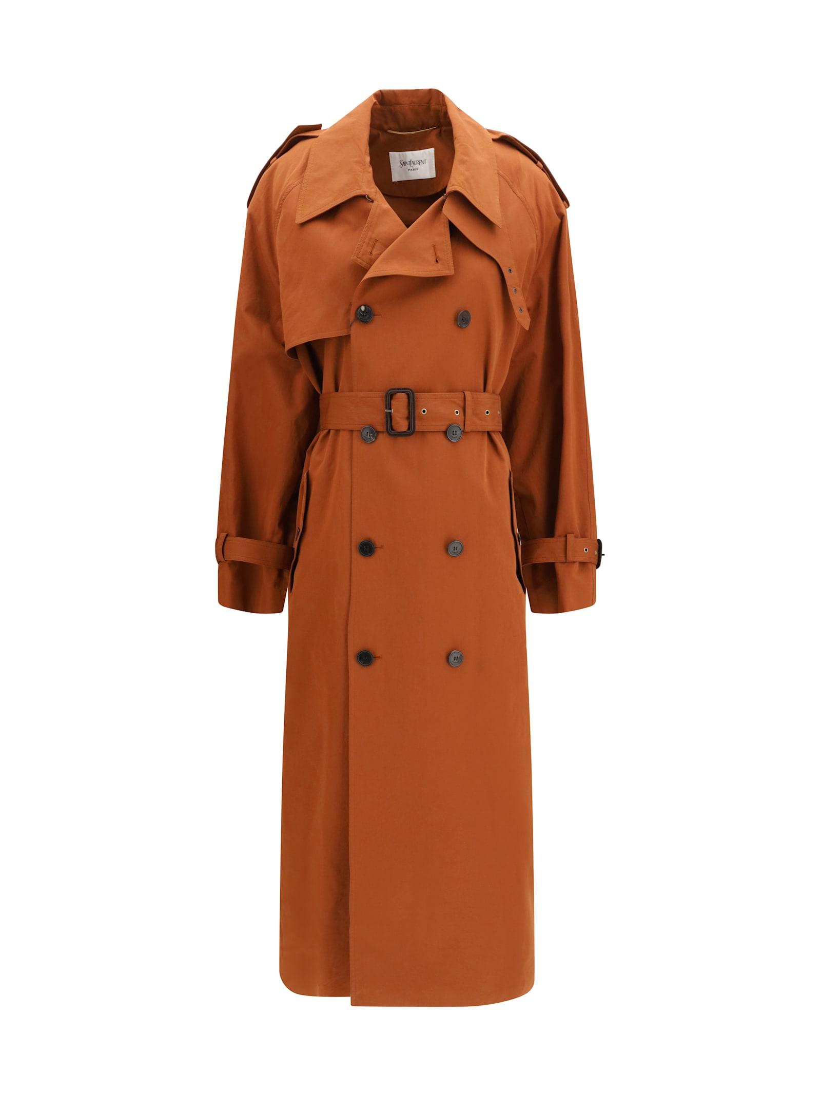 saint laurent belted double-breasted coat