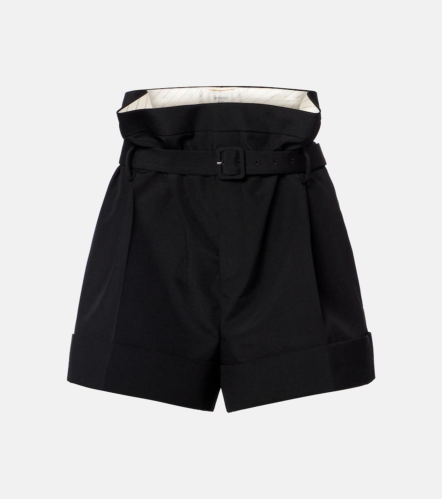 saint laurent belted mohair and wool shorts