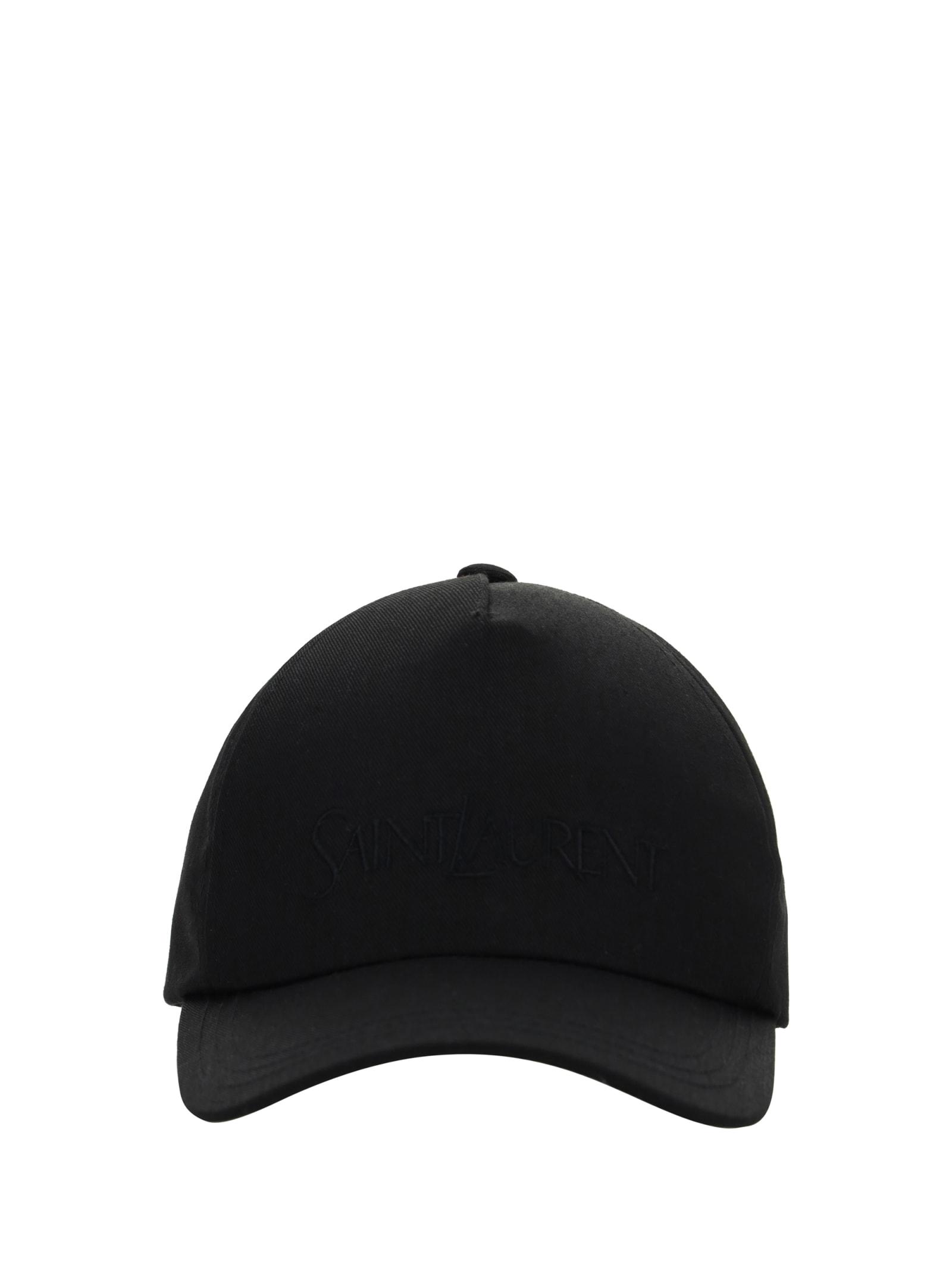 saint laurent black cotton blend baseball cap